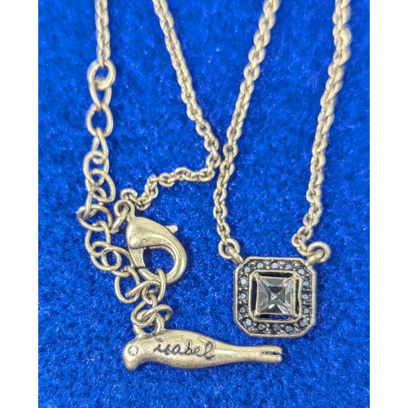 Isabel Square Rhinestone Charm Necklace - Picture 4 of 8